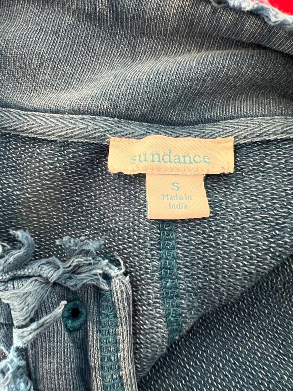 Sundance Blue Lace Up Embroidered Sleeve Tunic Sweater Small boho - Picture 4 of 4